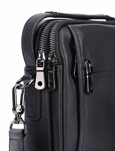 Чоловіча сумка крос-боді шкіряна чорна (YD6005) - фото 4 - Miraton