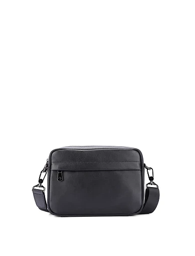 Мужская сумка кросс-боди кожаная черная - фото 1 - Miraton