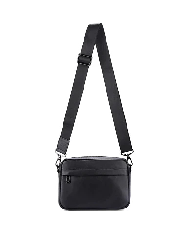 Мужская сумка кросс-боди кожаная черная - фото 4 - Miraton