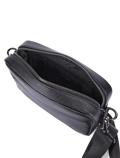 Мужская сумка кросс-боди кожаная черная - фото 6 - Miraton