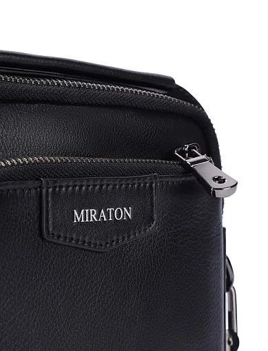 Чоловіча сумка крос-боді шкіряна чорна (YD8741) - фото 4 - Miraton