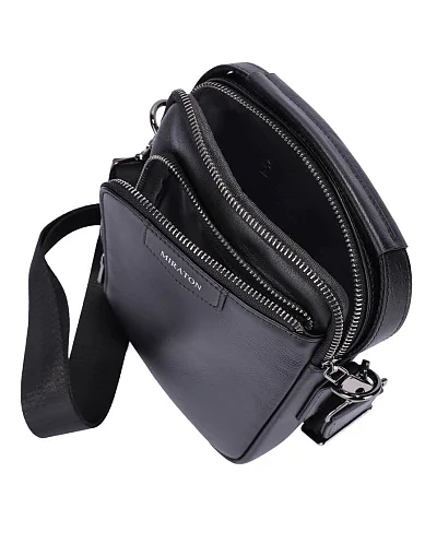 Чоловіча сумка крос-боді шкіряна чорна (YD8741) - фото 5 - Miraton