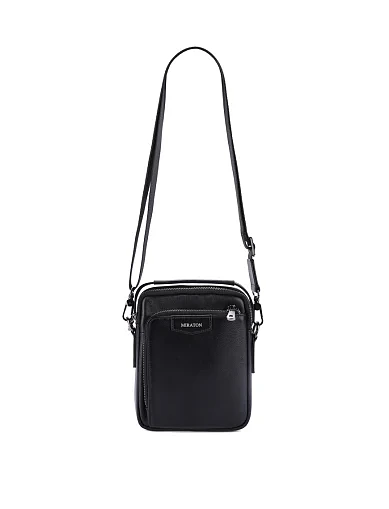 Чоловіча сумка крос-боді шкіряна чорна (YD8741) - фото 6 - Miraton