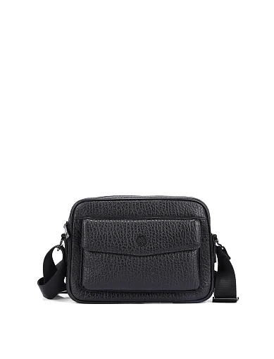 Чоловіча сумка крос-боді шкіряна чорна (1745-8) - фото 1 - Miraton