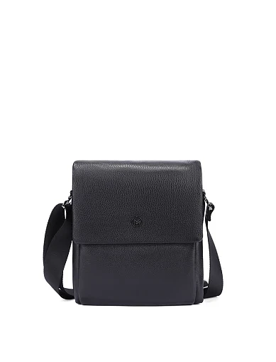 Мужская сумка мессенджер кожаная черная - фото 1 - Miraton