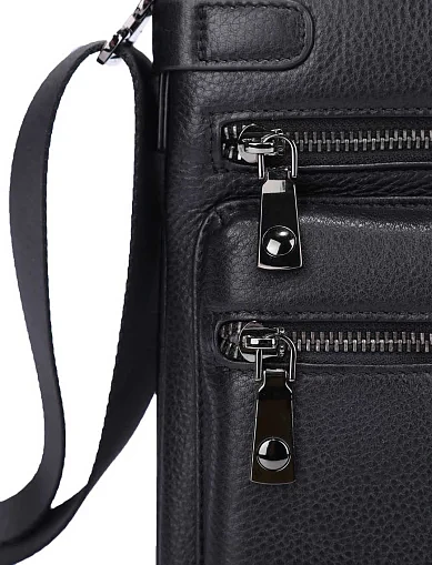 Чоловіча сумка месенджер шкіряна чорна (4011-4) - фото 4 - Miraton