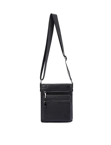 Чоловіча сумка месенджер шкіряна чорна (4011-4) - фото 6 - Miraton