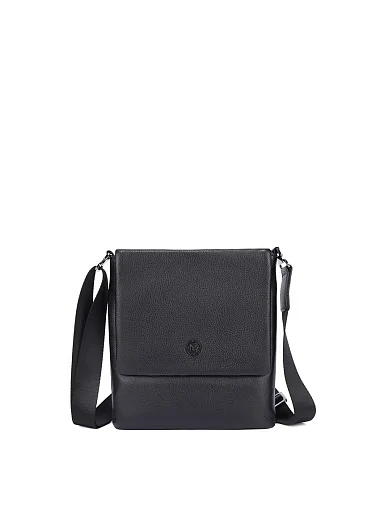 Чоловіча сумка месенджер шкіряна чорна (439-13) - фото 1 - Miraton