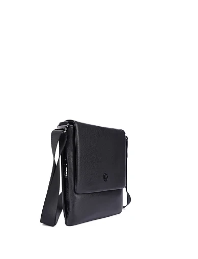 Чоловіча сумка месенджер шкіряна чорна (439-13) - фото 2 - Miraton