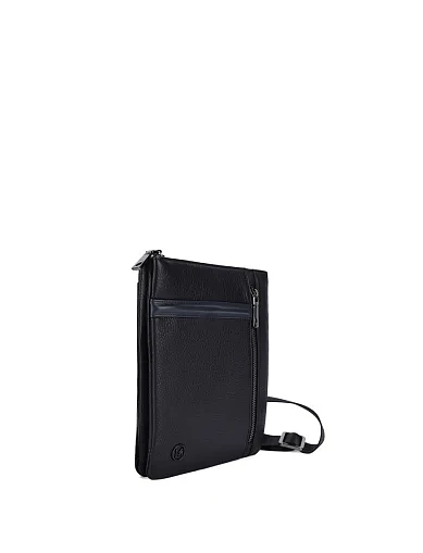 Мужская сумка через плечо кожаная черная - фото 2 - Miraton