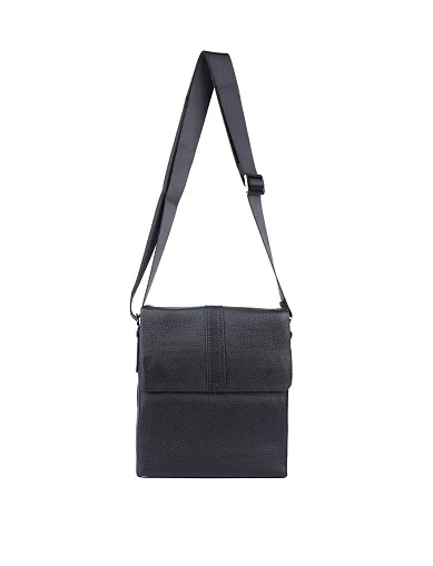 Мужская сумка мессенджер кожаная черная - фото 4 - Miraton