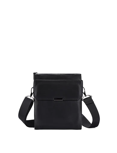 Чоловіча сумка месенджер шкіряна чорна (5334-4) - фото 1 - Miraton