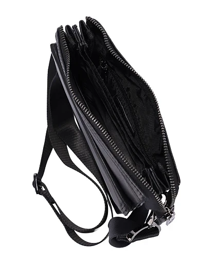 Чоловіча сумка месенджер шкіряна чорна (5334-4) - фото 5 - Miraton