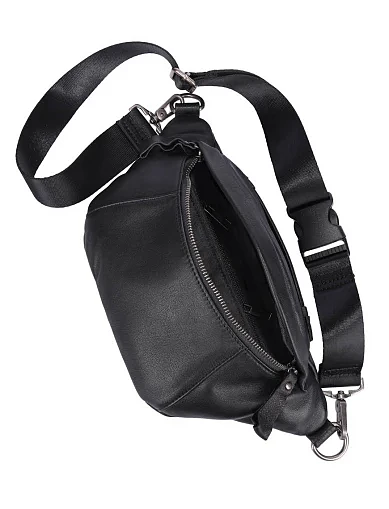 Чоловіча сумка шкіряна чорна (5622) - фото 5 - Miraton