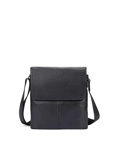 Мужская сумка мессенджер кожаная черная - фото 1 - Miraton