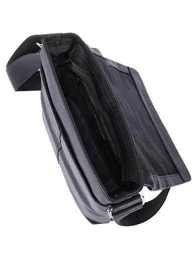 Мужская сумка мессенджер кожаная черная - фото 5 - Miraton