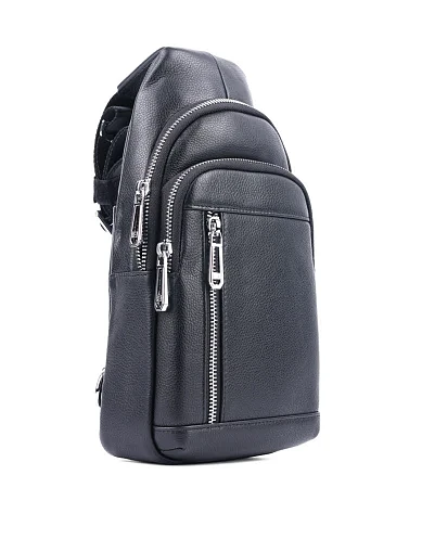 Чоловіча сумка шкіряна чорна (J1002) - фото 2 - Miraton