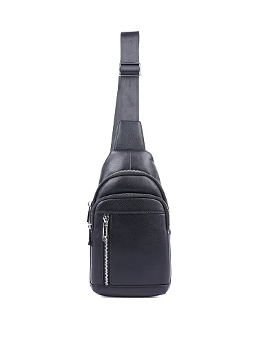 Чоловіча сумка шкіряна чорна (J1002) - фото 4 - Miraton