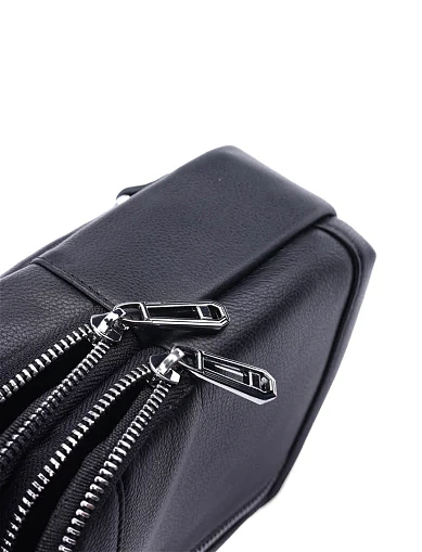 Чоловіча сумка шкіряна чорна (J1002) - фото 5 - Miraton