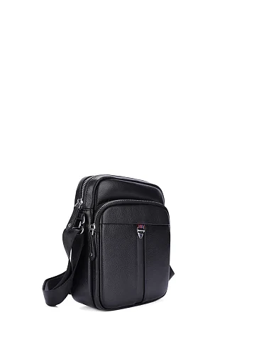 Чоловіча сумка месенджер шкіряна чорна (L8129E) - фото 2 - Miraton