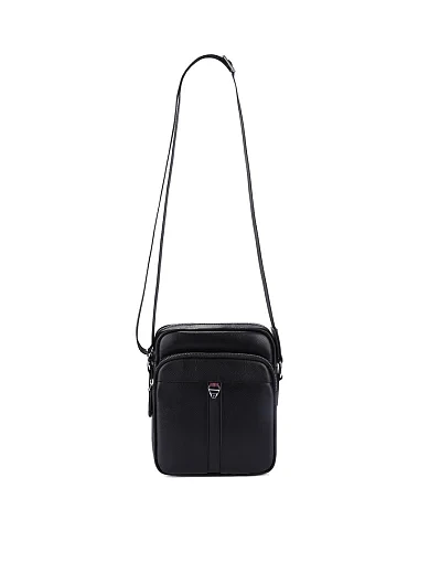 Чоловіча сумка месенджер шкіряна чорна (L8129E) - фото 6 - Miraton