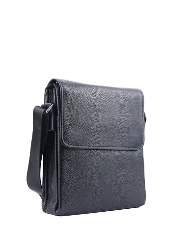 Мужская сумка мессенджер кожаная черная - фото 2 - Miraton