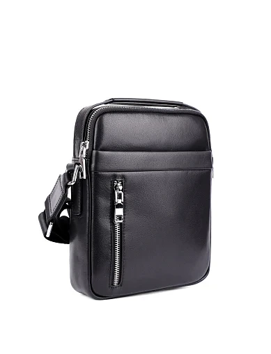 Чоловіча сумка месенджер шкіряна чорна (YK2172-2) - фото 2 - Miraton