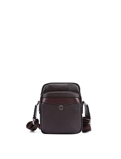 Мужская сумка мессенджер кожаная коричневая - фото 1 - Miraton