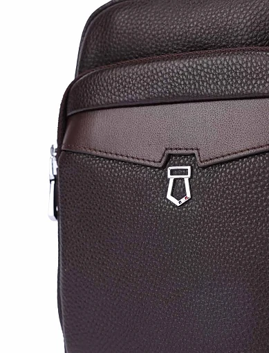 Мужская сумка мессенджер кожаная коричневая - фото 4 - Miraton