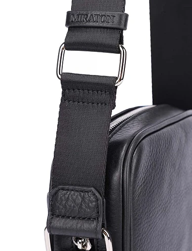 Чоловіча сумка через плече шкіряна чорна (8222-3B) - фото 4 - Miraton