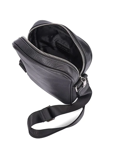 Чоловіча сумка через плече шкіряна чорна (8222-3B) - фото 5 - Miraton