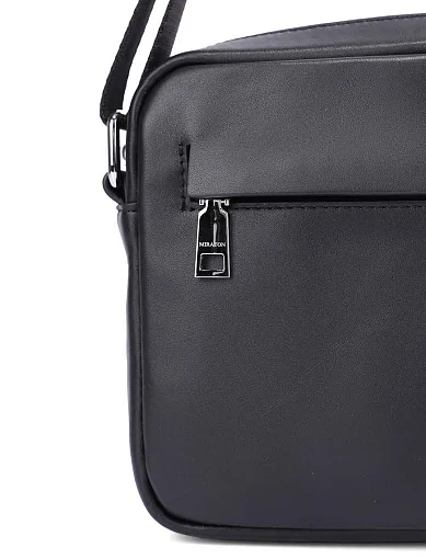 Мужская сумка кросс-боди кожаная черная - фото 4 - Miraton