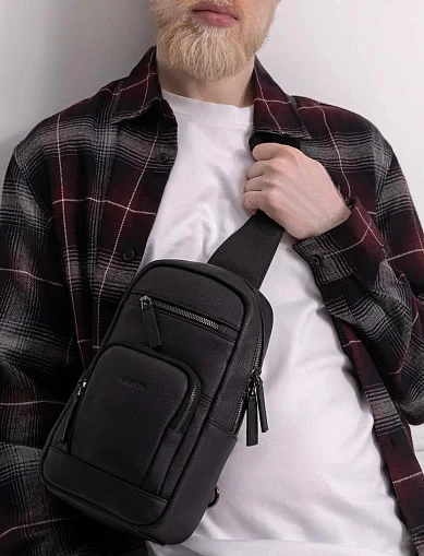 Мужская сумка кожаная черная - фото 2 - Miraton