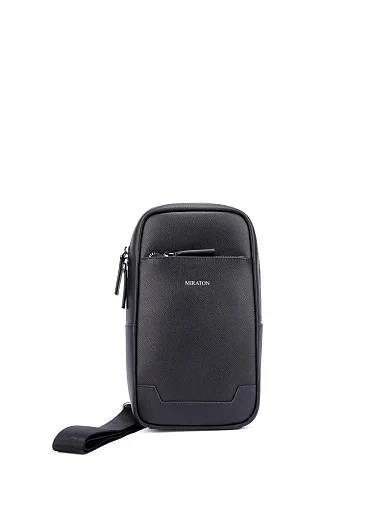 Мужская сумка кожаная черная - фото 1 - Miraton