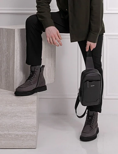 Мужская сумка кожаная черная - фото 2 - Miraton