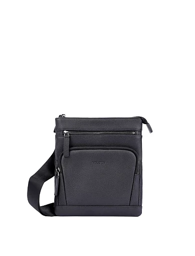 Мужская сумка мессенджер кожаная черная - фото 1 - Miraton