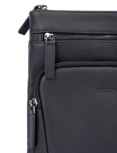 Мужская сумка мессенджер кожаная черная - фото 4 - Miraton