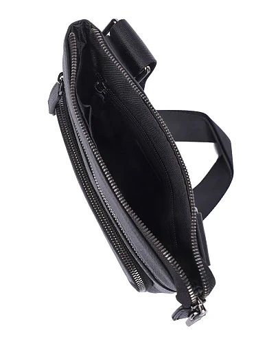 Мужская сумка мессенджер кожаная черная - фото 5 - Miraton