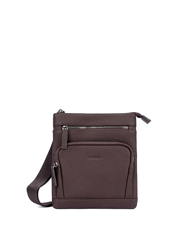 Мужская сумка мессенджер кожаная коричневая - фото 1 - Miraton