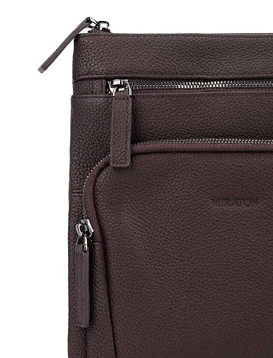 Мужская сумка мессенджер кожаная коричневая - фото 4 - Miraton