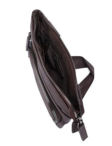 Мужская сумка мессенджер кожаная коричневая - фото 5 - Miraton