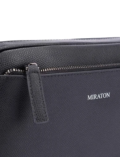 Мужская сумка мессенджер кожаная черная - фото 4 - Miraton