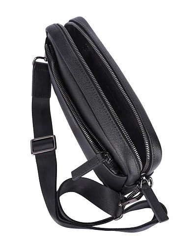 Мужская сумка мессенджер кожаная черная - фото 5 - Miraton