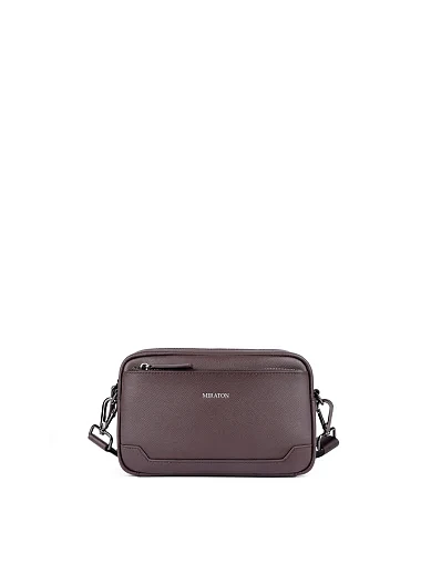 Мужская сумка мессенджер кожаная коричневая - фото 1 - Miraton