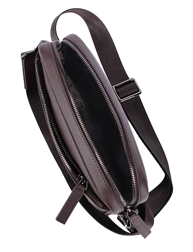 Мужская сумка мессенджер кожаная коричневая - фото 5 - Miraton