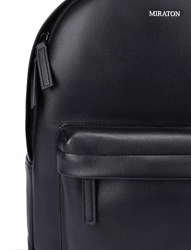 Чоловічий рюкзак шкіряний чорний (CEZA07140L) - фото 4 - Miraton