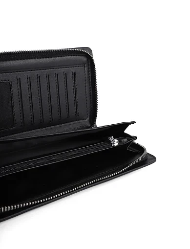 Гаманець на блискавці шкіряний чорний (8656-1) - фото 4 - Miraton