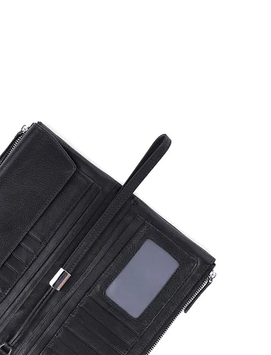 Гаманець на магніті шкіряний чорний (LE-K1239) - фото 5 - Miraton