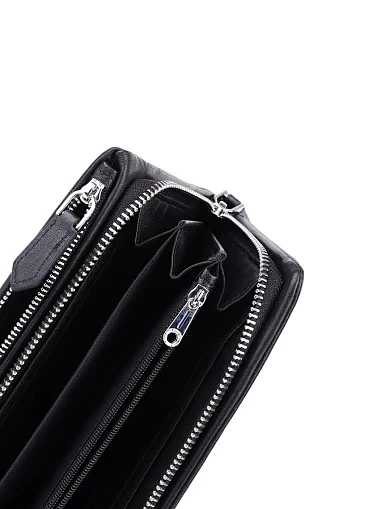 Гаманець на блискавці шкіряний чорний (LE-KXL8023) - фото 4 - Miraton