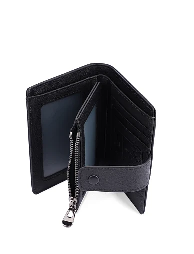 Гаманець на кнопці шкіряний чорний (860525) - фото 3 - Miraton